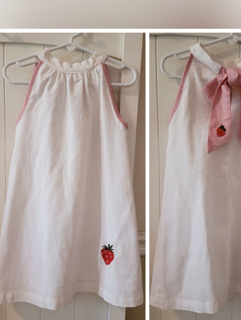 The Oaks Apparel white pink halter necklace strawberry dress sz 4